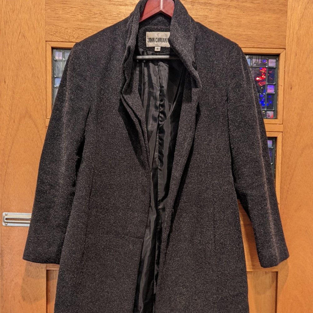 John Caruana coat size 6, black/grey wool with liner